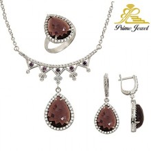 Gümüş zirkon taşlı set